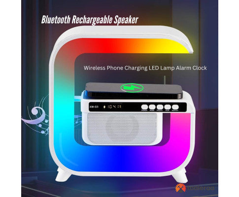 Bluetooth Rechargeable Speaker - Wireless Phone Charging LED Lamp Alarm Clock